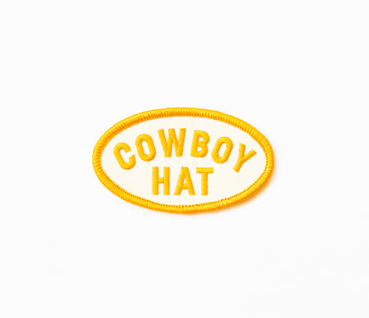 Cowboy Hat - Iron On Patch (Yellow and White)