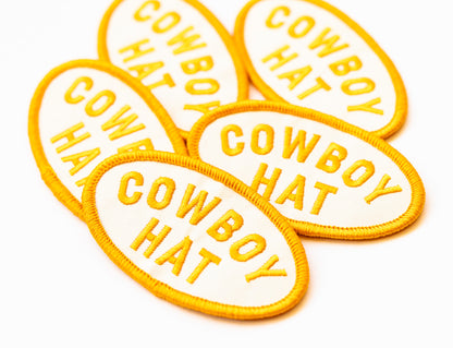 Cowboy Hat - Iron On Patch (Yellow and White)