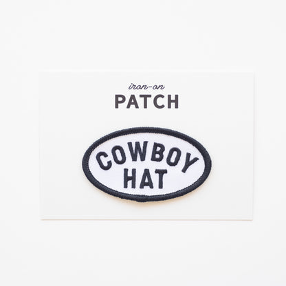 Cowboy Hat - Iron On Patch (Black and White)