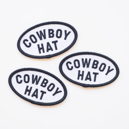 Cowboy Hat - Iron On Patch (Black and White)