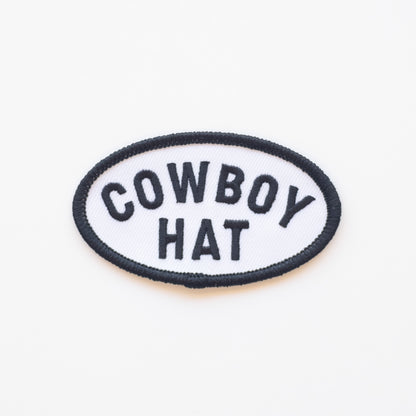 Cowboy Hat - Iron On Patch (Black and White)