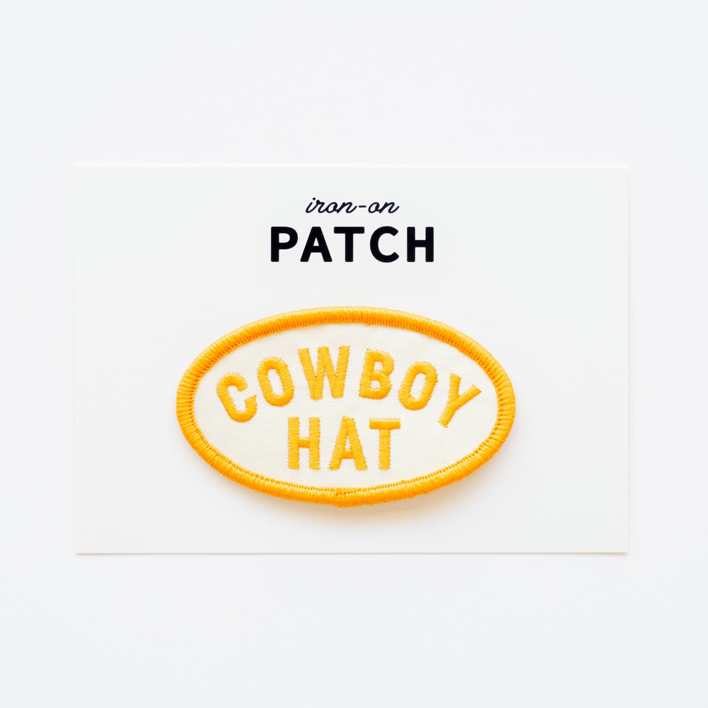 Cowboy Hat - Iron On Patch (Yellow and White)