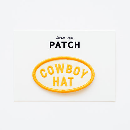 Cowboy Hat - Iron On Patch (Yellow and White)