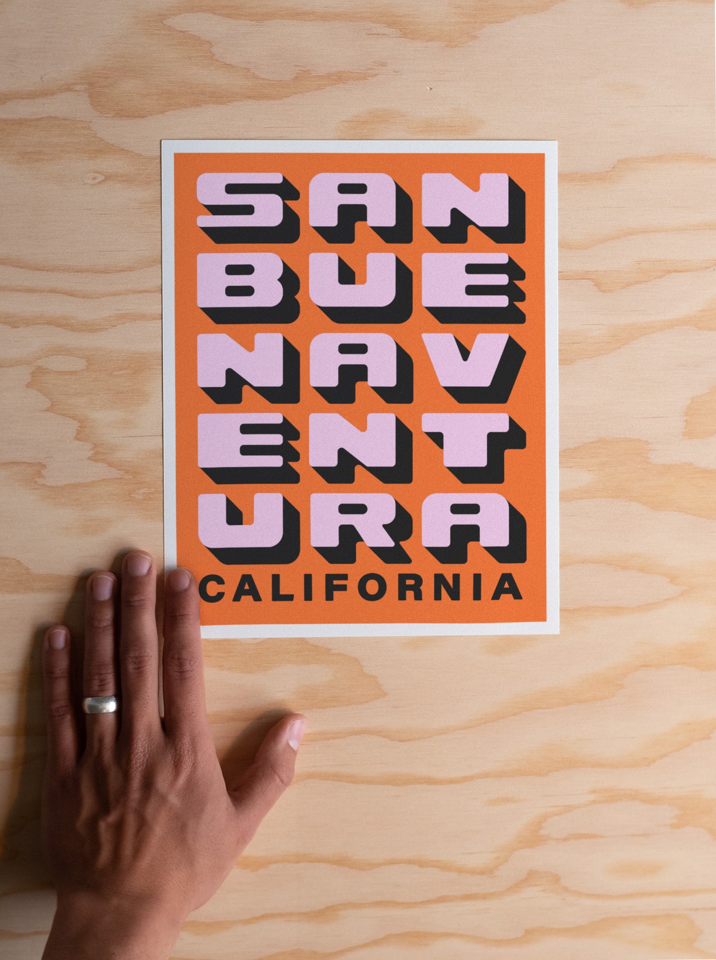 Ventura California - Pink & Orange - Block Letter Print