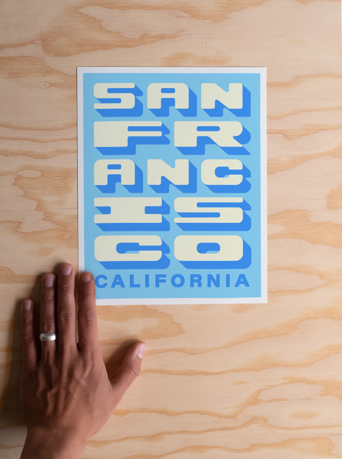 San Francisco California - Blue - Block Letter Print