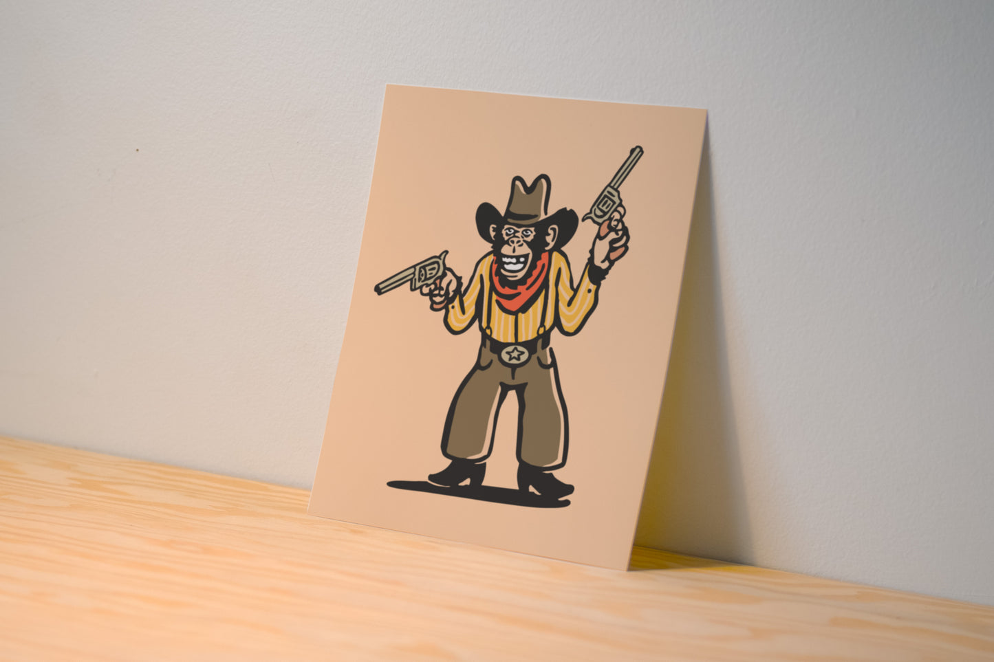 Chimp Cassidy Print - Monkey Cowboy - Illustration