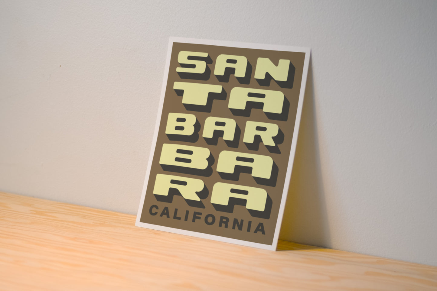 Santa Barbara California - Brown & Green - Block Letter Print