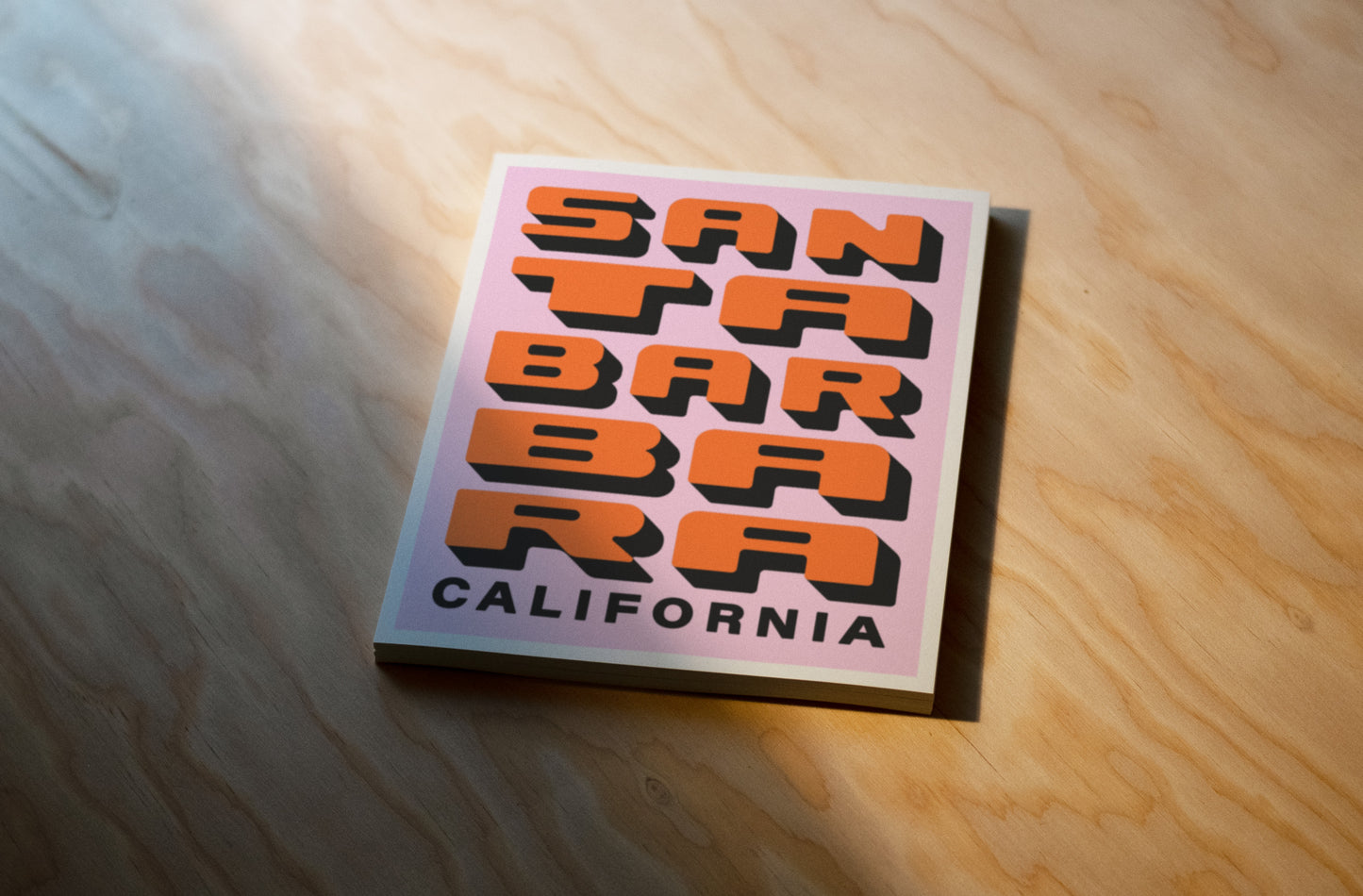 Santa Barbara California - Pink & Orange - Block Letter Print