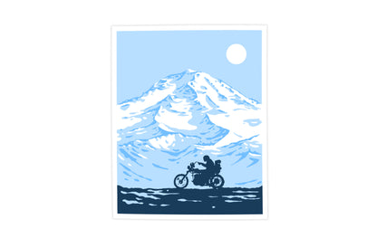 Winter Ride Print - Mount Rainer - Illustration