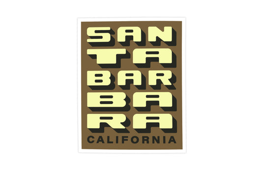 Santa Barbara California - Brown & Green - Block Letter Print