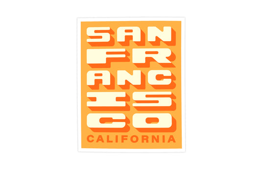 San Francisco California - Red & Yellow - Block Letter Print