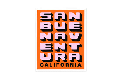 Ventura California - Pink & Orange - Block Letter Print