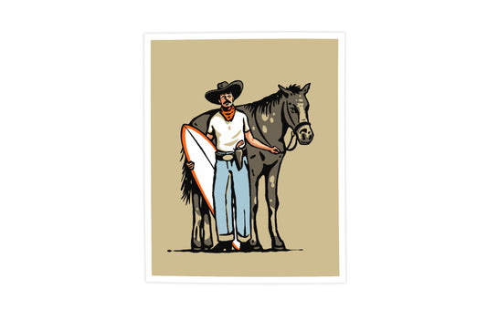 Old Red Print - Surf Cowboy - Illustration