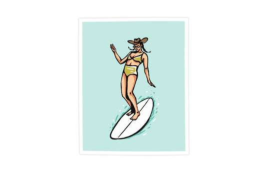 Coastal Cowgirl Print - Western Surf - Illustration