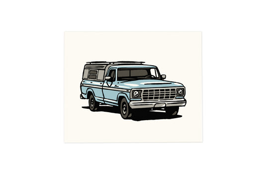 1980s Ford F-Series Print - Vintage Car - Illustration