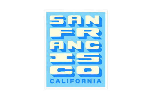 San Francisco California - Blue - Block Letter Print