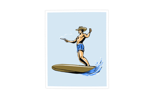 Wave Bandit Print - Surf Cowboy - Illustration